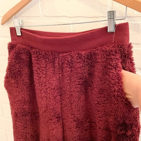 Lole Teddy Bear Joggers Lounge Pants Burgundy/Red Wine Sherpa Pockets Size M - Picture 10 of 13